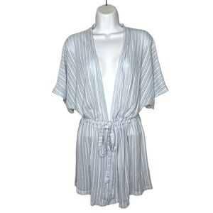 Aruba Blue White & Blue Stripe Swim Cover Up Robe XL